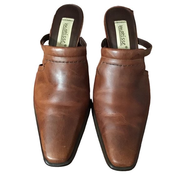 Matisse Mules Womens Size 8 M Brown Leather Block Heel Clogs - Picture 2 of 12